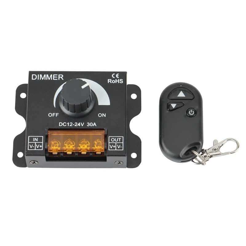 

Hot YO-DC 12V-24V LED Light Dimmer Wireless 3 Keys RF Remote Control 30A 360W Dimmer For Single Color LED Strip Light