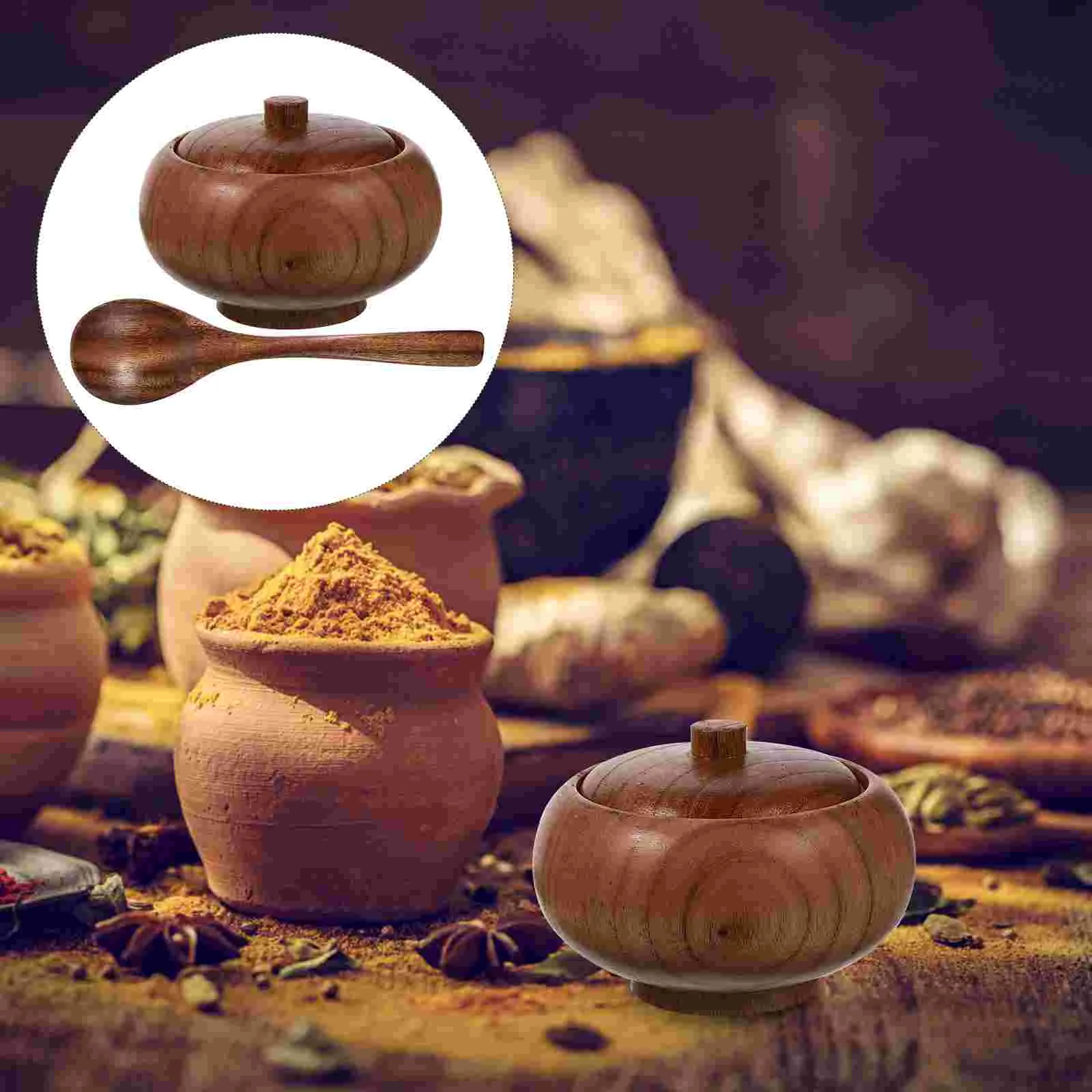 

Деревянная соляная чаша, семейная банка, приправа, сахарница, кухонная ложка, держатель для хранения соуса, салата, мисок, перца, конфет