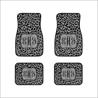custom monogram car floor mats front car mats rear mat matching coaster custom personalized car gift black and gray leopard swee
