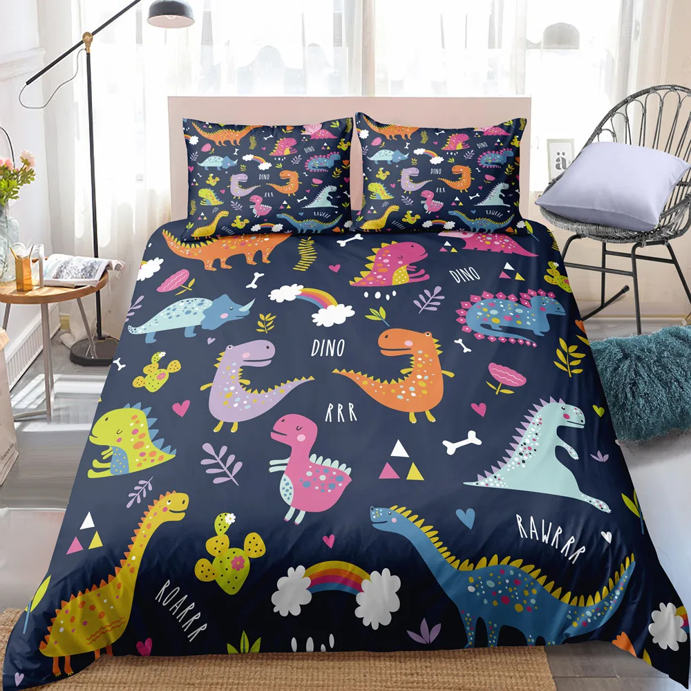 

Dinosaur Duvet Cover Set Twin Full Kids Bedding Set Microfiber Bedclothes Quilt Cover with Pillowcase Duvet Cover Set for Single