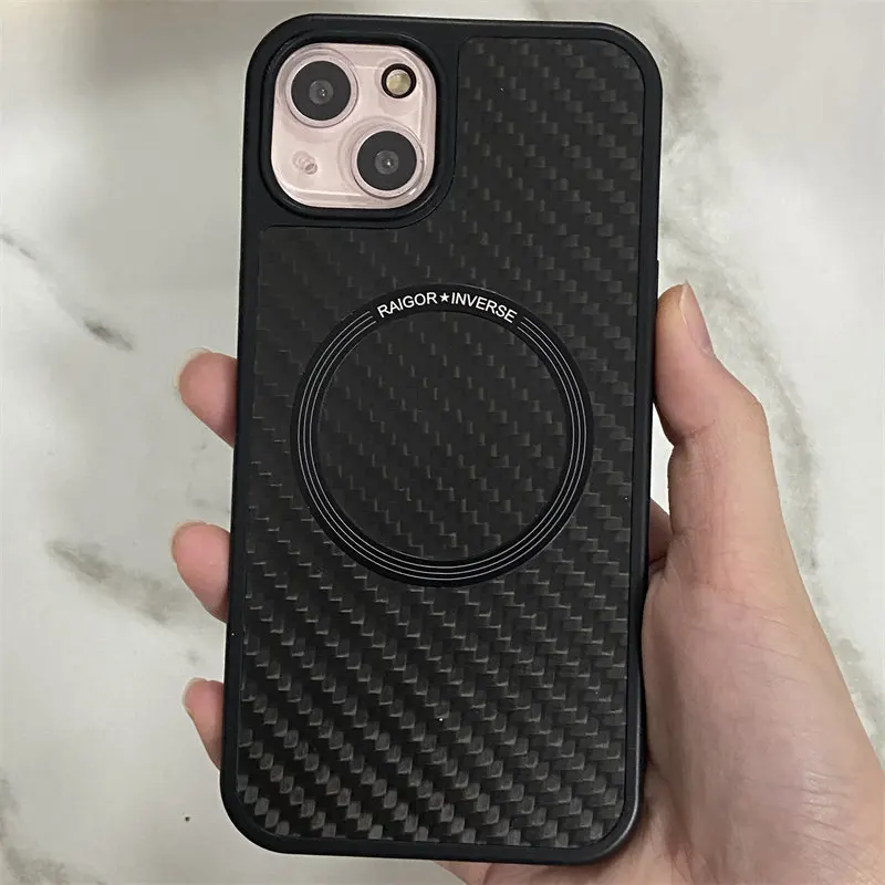 

Чехол для iPhone14 Pro Kevlar из углеродного волокна Magsafe, Магнитный чехол для беспроводной зарядки для iPhone 12 13 14Pro Plus Max, противоударный чехол в подар...