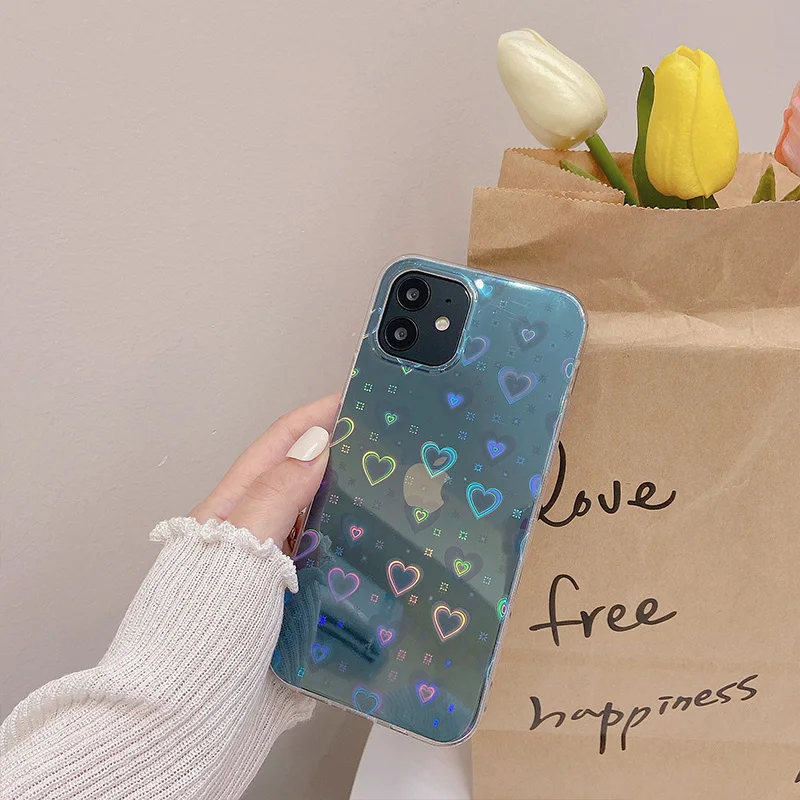 Прозрачный силиконовый чехол с градиентным лазером для iPhone 13 12 Mini 11 Pro Max X XR XS SE 2020 8
