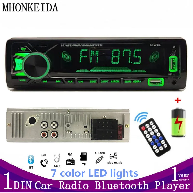 1 DIN Car Radio Stereo Player Digital Bluetooth Car MP3 Player 60Wx4 FM Radio Stereo Audio Music USB/TF with In Dash AUX Input