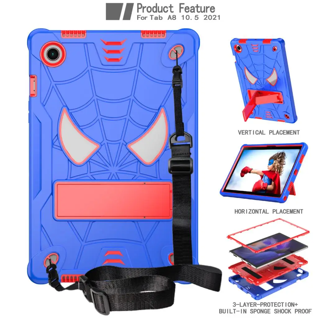 

Чехол для Samsung Galaxy Tab A8 10,5 X200 X205 Tab S7 11 T870 Tab S8 X700 Tab S6 lite 10,4 P610 с плечевым ремешком и подставкой