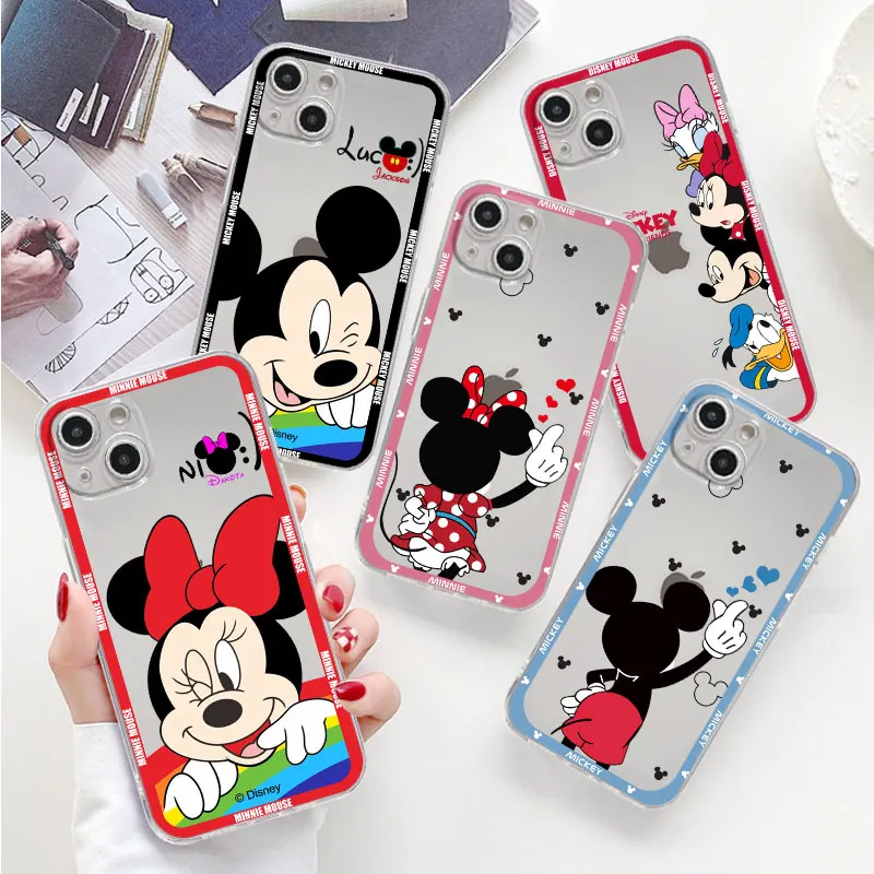 

Disney Funny Mickey Minnie Clear Case For Apple iPhone 14 11 Pro Max 13 12 Mini 7 8 Plus XR X XS 6 6S SE Silicone Phone Cover