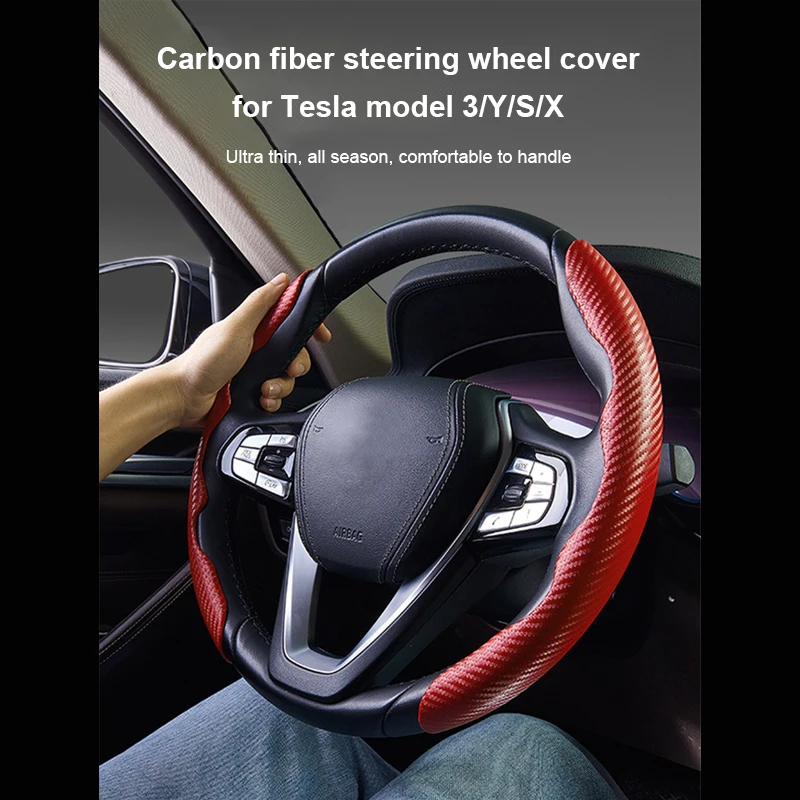 

For Tesla Model 3 Y X S Steering Wheel Cover 38cm Diameter All Season General Anti-skid Sweat Absorbing Handle Car Accessories