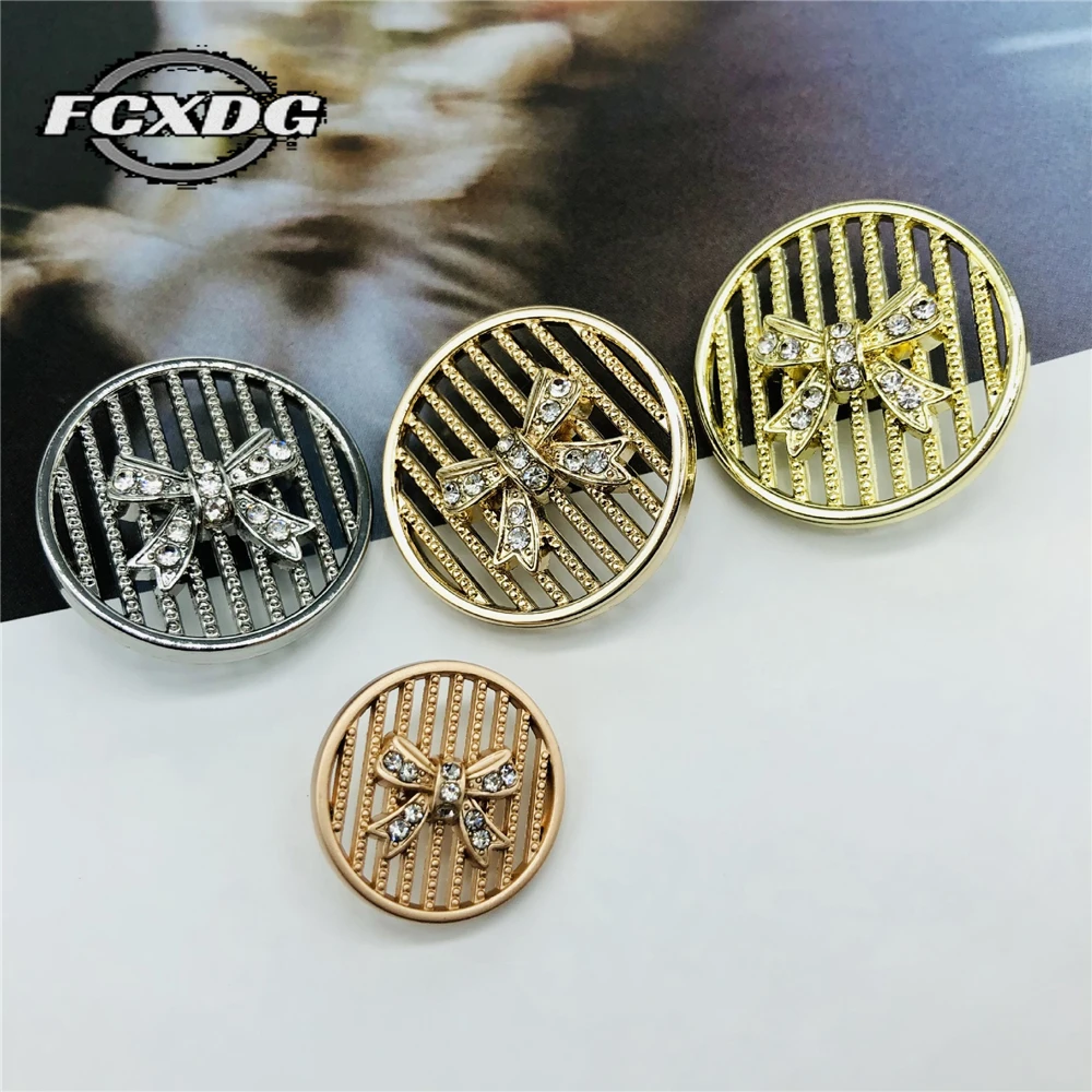 10 sztuk moda metalowe guziki dekoracyjne cyrkonie na futra odzież damska akcesoria futro guzik do płaszcza DIY guziki