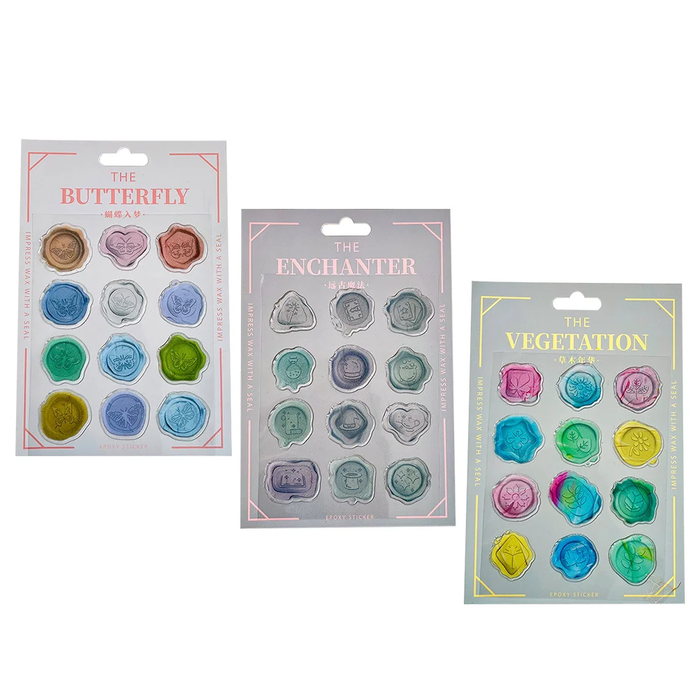 

Stickers Epoxy Sticker Seal Envelope Wax Stamper Charms Wedding Clear Adhesive Butterflies Gift Christmas Decal Envelop Wrapping