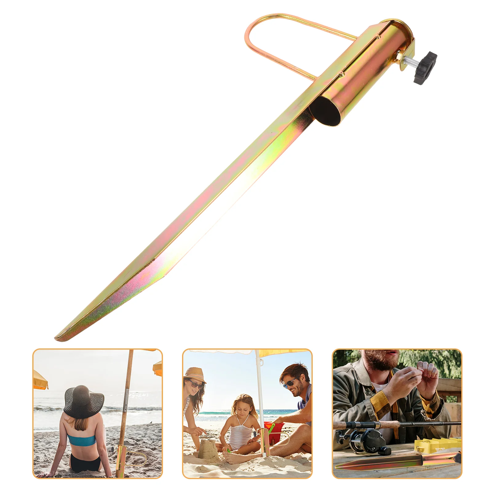 

Adjustable Base Sun Umbrella Plug Sand Auger Beach Holder Metal Seat Steel Seaside