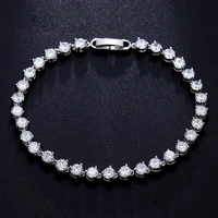 simple fashion elegant round cubic zircon tennis bracelets for women romantic bridal wedding jewelry luxury shiny bracelet chain