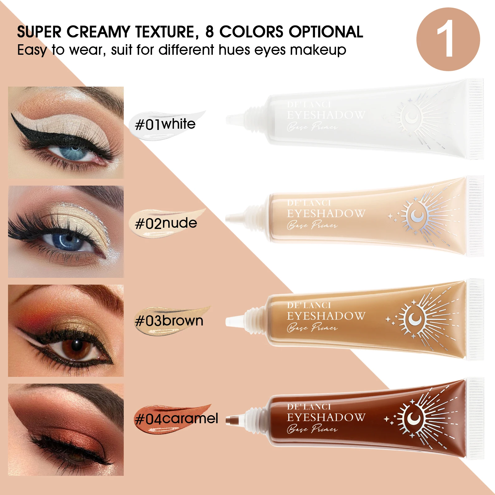 

Eyeshadow Primer Cream Base 24 Hours ,DE’LANCI Matte Makeup Eye Shadows Primers Waterproof Long Lasting, Beauty Tools