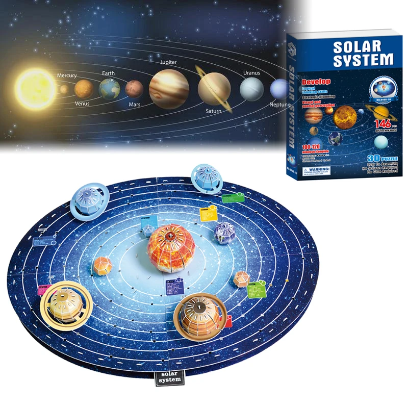 

3D Paper Model Puzzle Eight Planets Solar System Planetarium Children And Adults DIY Educational Toys Building Kit
