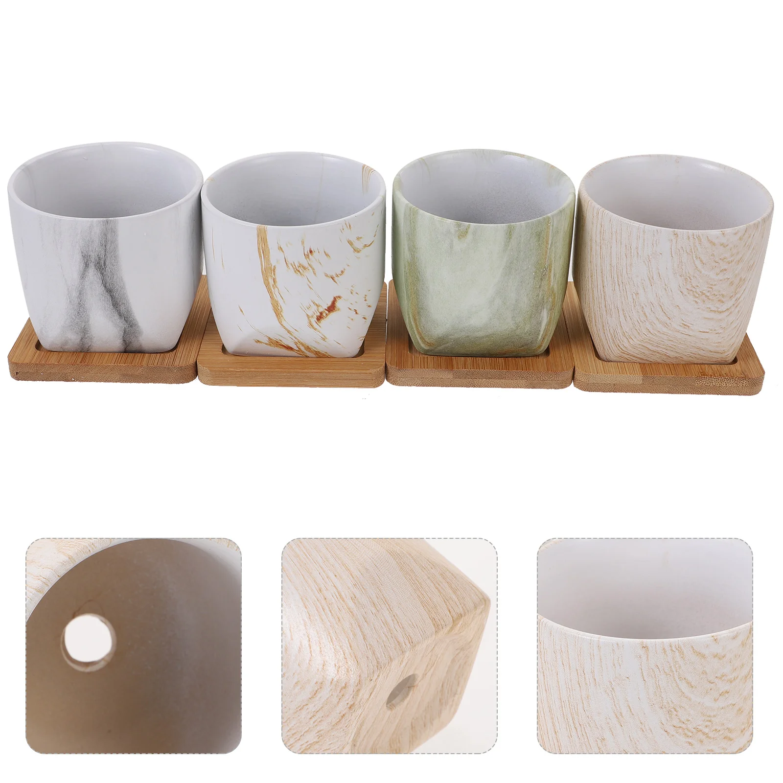 

Pots Ceramic Flower Planter Pot Planters Bonsai Succulent Saucers Bamboo Container Outdoor Garden Mini Saucer Succulents