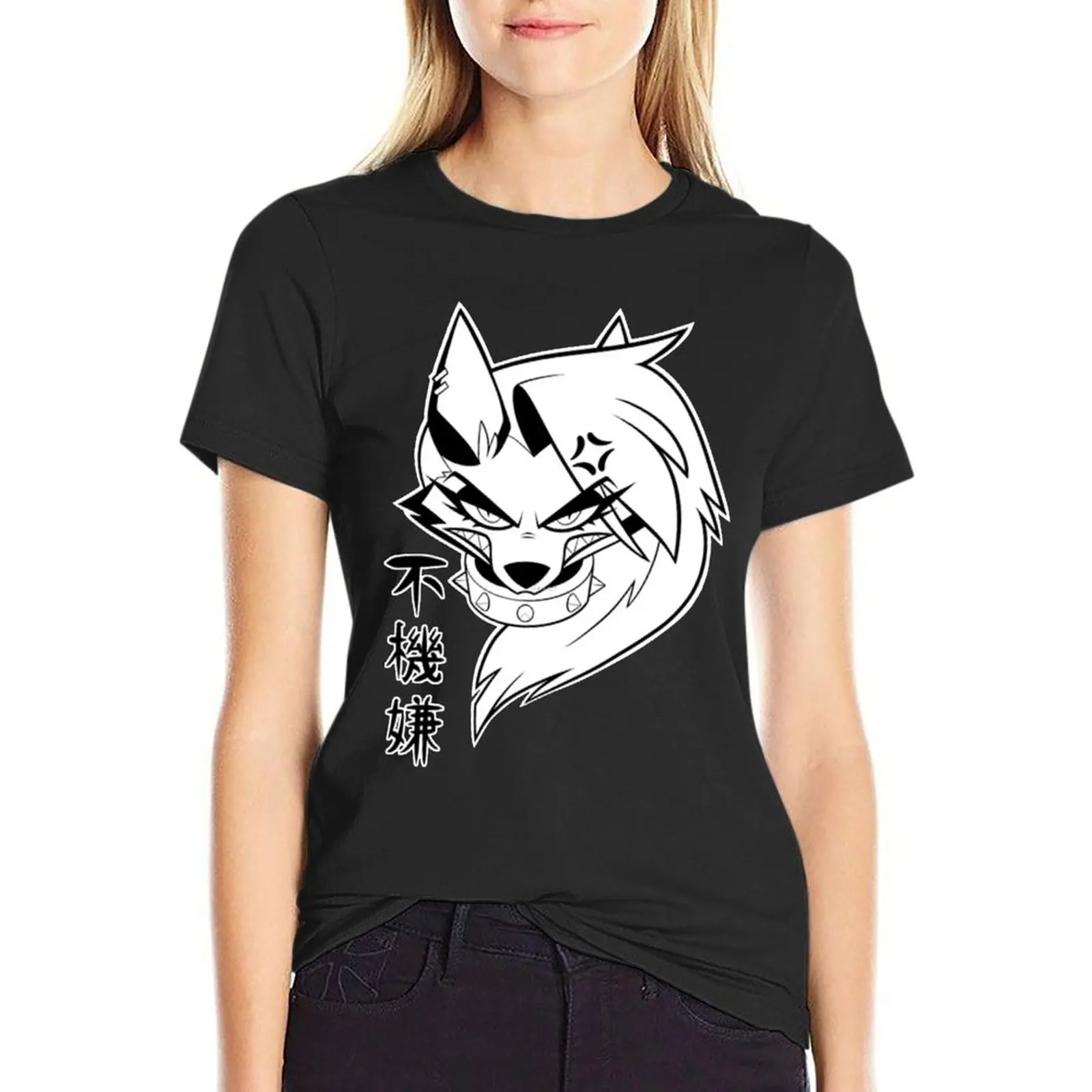 

Helluva Boss Loona T Shirt Cartoon Loona Fanart Hotel Wolf Moon 100 Cotton Funny T-Shirt Short Sleeve Oversize Womens Tshirt