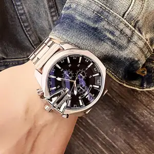 Big Dial Watch For Men Wrist Watches 2022 Stainless Steel Calendar Waterproof Creative Quartz Watche in USA (United States)