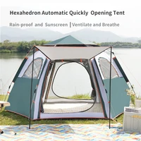 camping tent folding automatic quick opening hexagonal sunshade tent tthickened windproof rainproof anti uv beach tent pop up