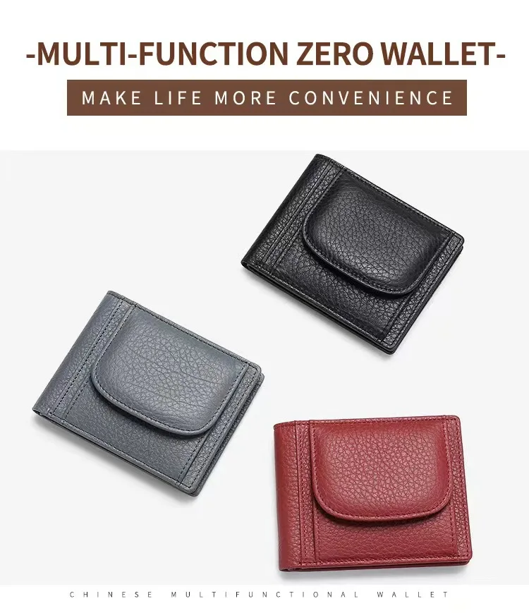 Shopping And Dating With New Fashionable Leather Multi-Function RFID Anti-Theft Brush Short Men's And Women's Wallets