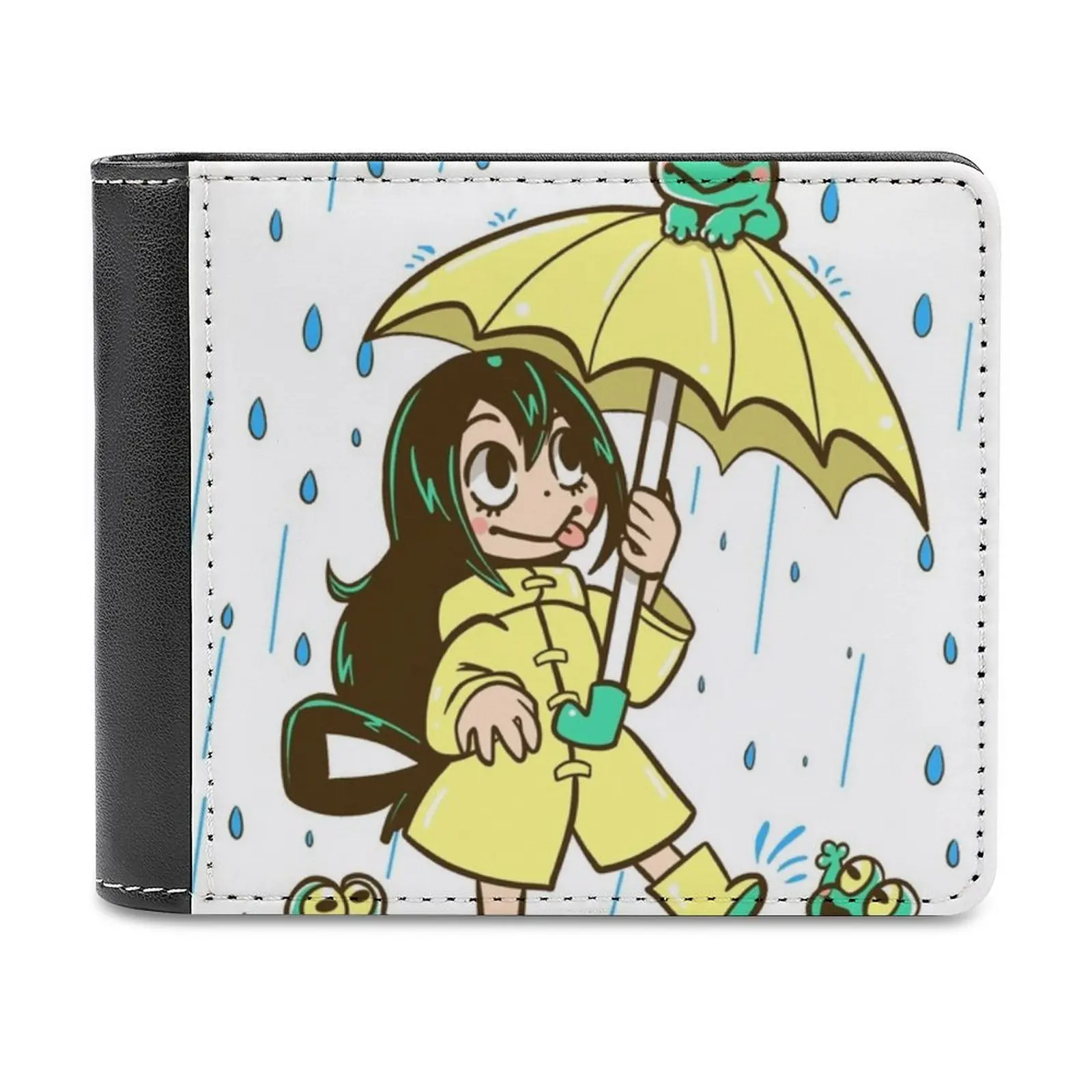 Best Frog Girl Leather Wallet Men's Wallet Purse Money Clips Asui Tsuyu Froppy Anime Hero Academy Academia Manga My Adorable