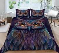 hot style soft bedding set 3d digital owl printing 23pcs duvet cover set with zipper single twin double full queen king