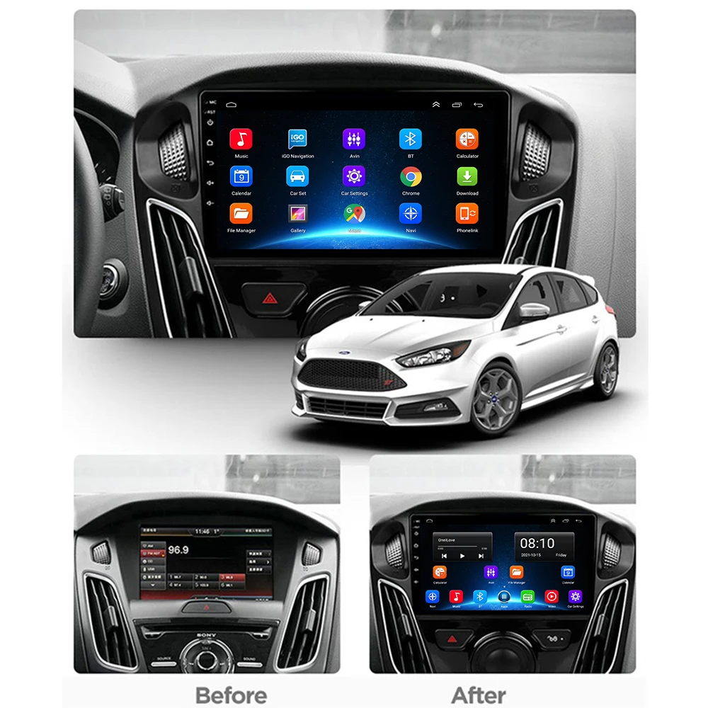 Автомагнитола 2 DIN 4G Android 10 мультимедийный видеоплеер для Ford focus 3 2012 2013 2014 2015