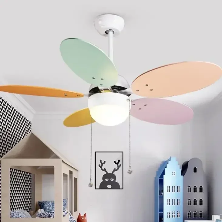 Цветная детская комната с лампой потолочный вентилятор простой детский для
