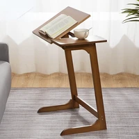 simple light luxury coffee table convenient folding breakfast table round solid wood room desks panel adjustment laptop stand