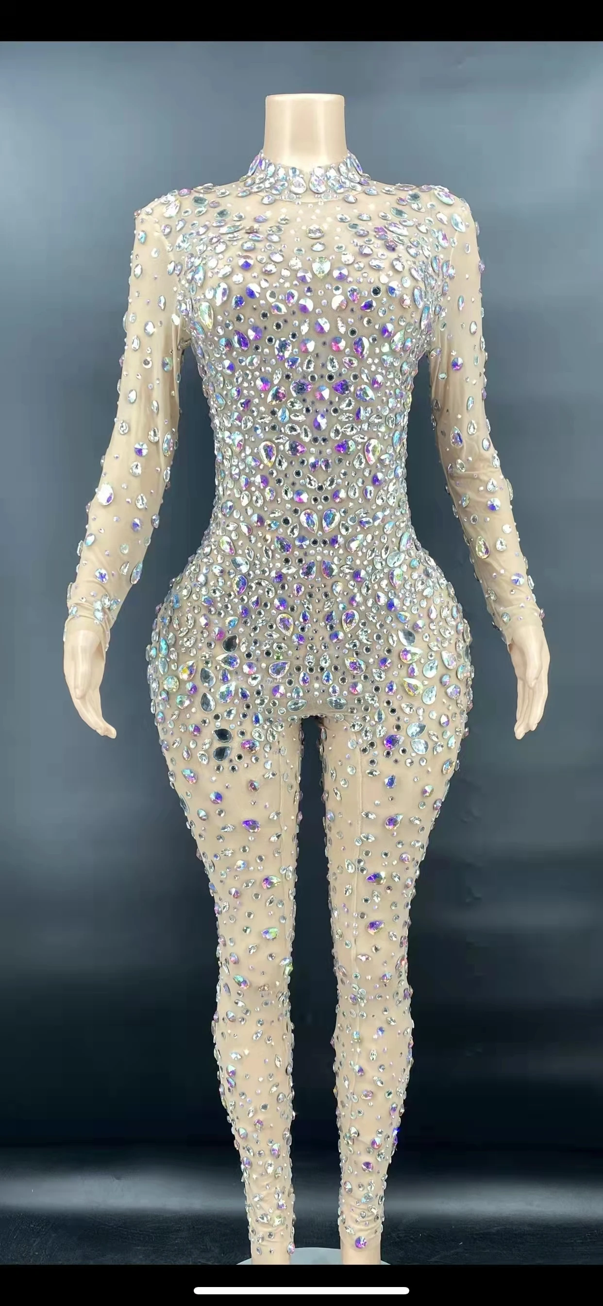 

Sexy Gauze, five-color Gemstone, one-piece evening dress