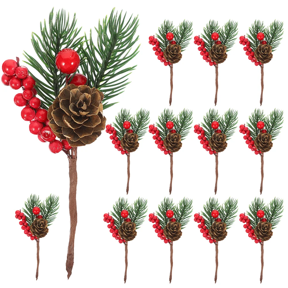

15pcs Simulation Red Berry Pine Decoration Christmas DIY Wreath Pine Accessories