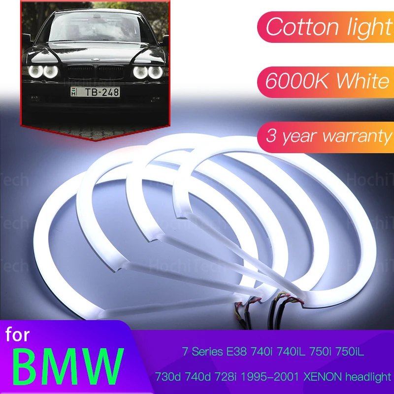 

Angel Eyes Kit 6000L Cotton White Halo Ring Light for BMW 7 Series E38 740i 740iL 750i 750iL 730d 740d 1995-2001 XENON Headlight