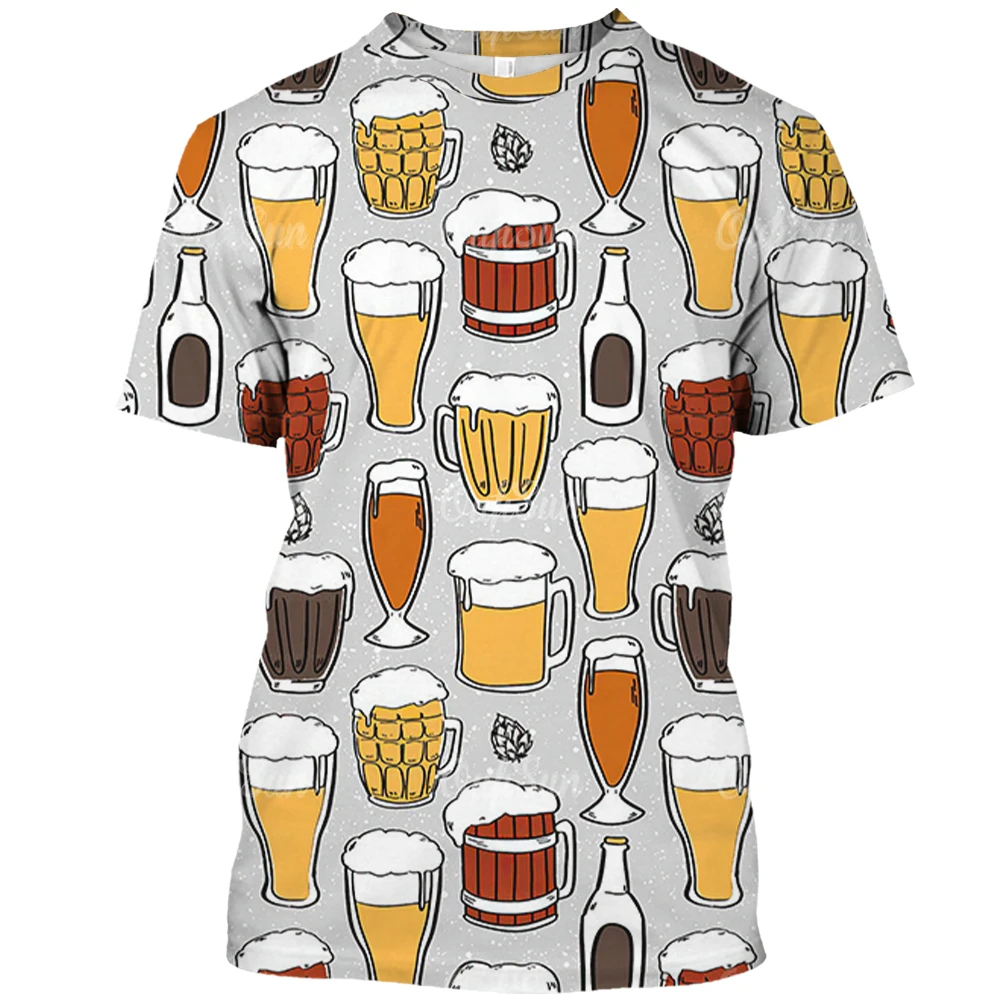 

Oversized T-Shirts For Men 3d Beer Printing Fashion Men Clothing Casual Short Sleeve Street Designer Tops Tees Loose Sweatshirts