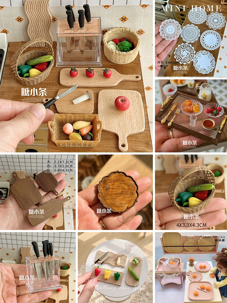 

Dollhouse Miniature Roast Duck Roast Chicken Mini Cutting Board Mini Wood Tray Mini Baking Tray Dollhouse Kitchen Accessories