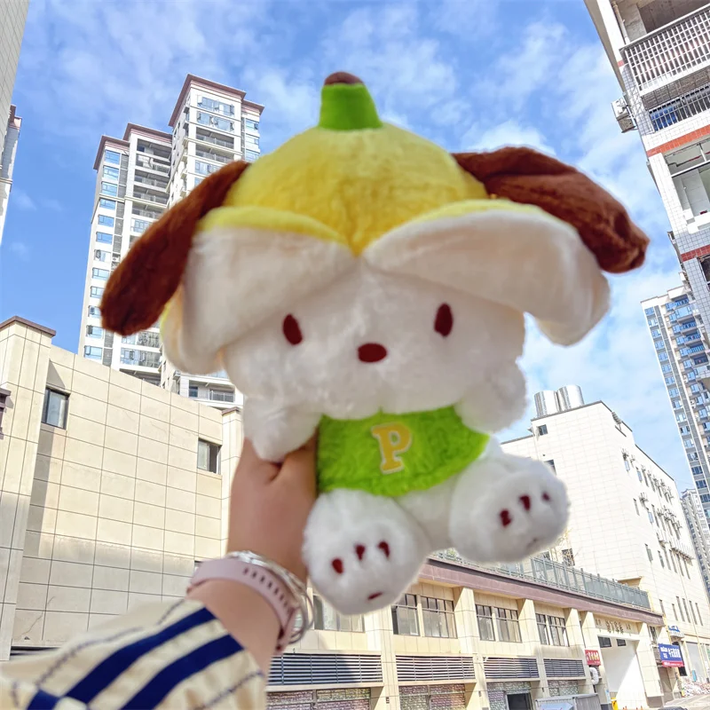 Sanrio Прекрасная Pochacco Jiaoli Коллекция в стиле банана Сидящая мягкая плюшевая кукла