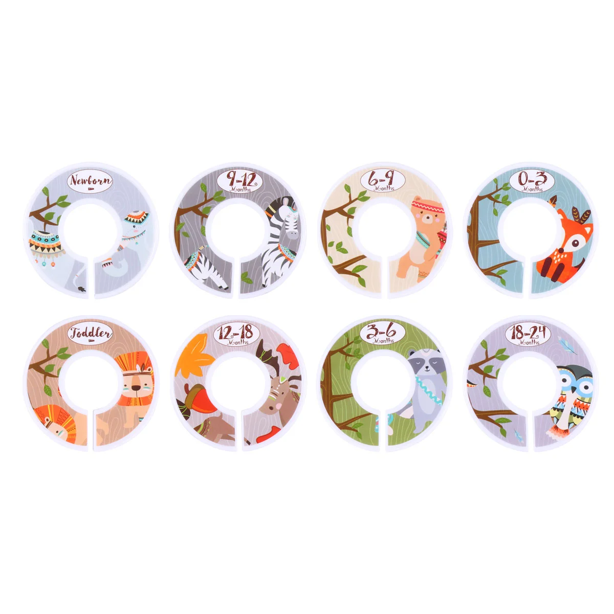 

8 Pcs Toddler Rings Size Buckles Clothes Dividers Clothing Separation Circle Wardrobe Animal Pattern Garment Newborn