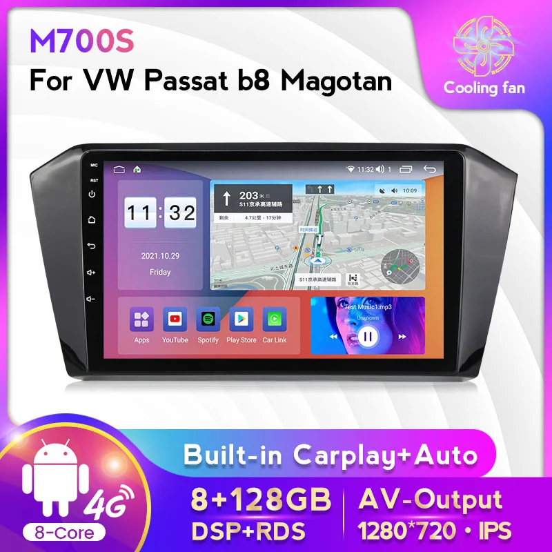 

10-дюймовый Android 11 8 + 128G 8-ядерный автомобильный радиоплеер для VW Passat b8 Magotan мультимедийные проигрыватели навигация CarPlay Авто DSP RDS WIFI