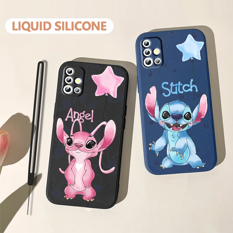 

Stitch Lilo Cartoon For Samsung Galaxy A71 A51 A81 A91 A41 A31 A21S A11 A01 A50 A30 A20S Liquid Rope Soft Phone Case Coque Capa