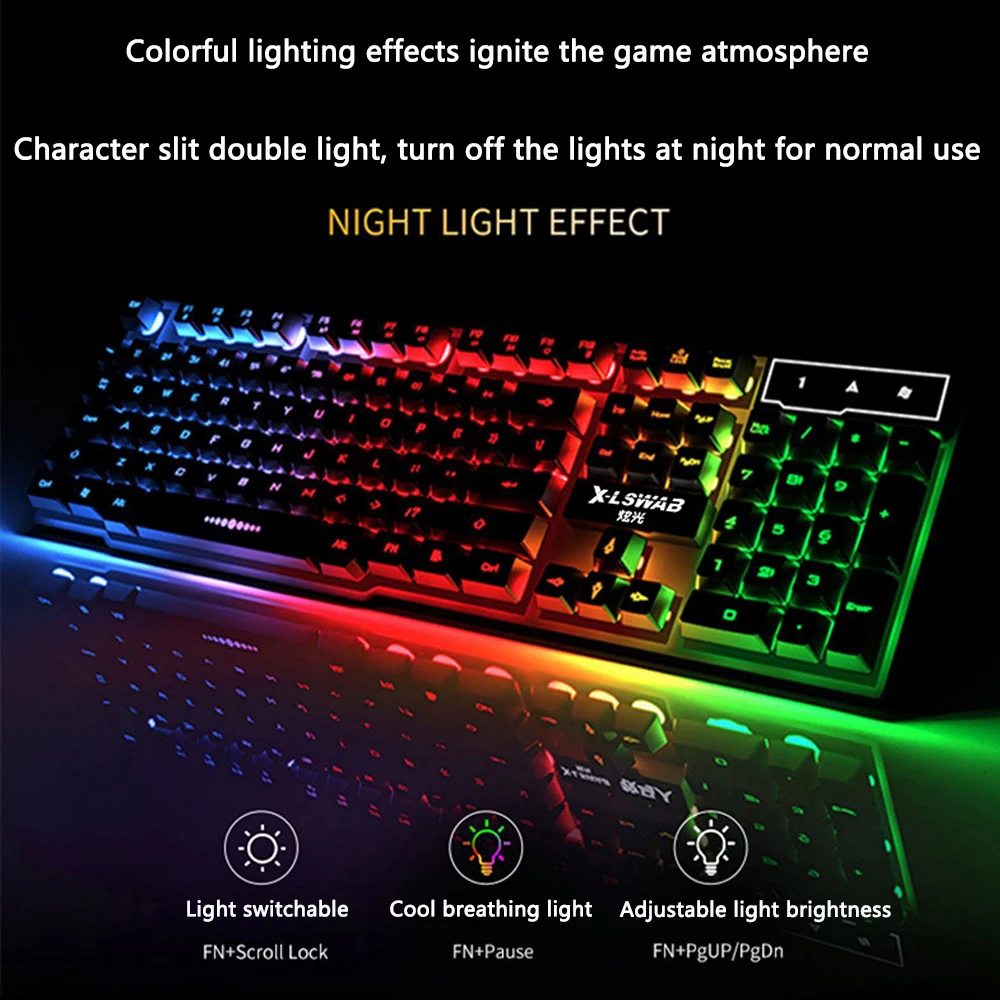 usb wired keyboard mouse headset set mechanical feel keyboard with backlight gaming mouse kit for gamers desktop laptop offices free global shipping