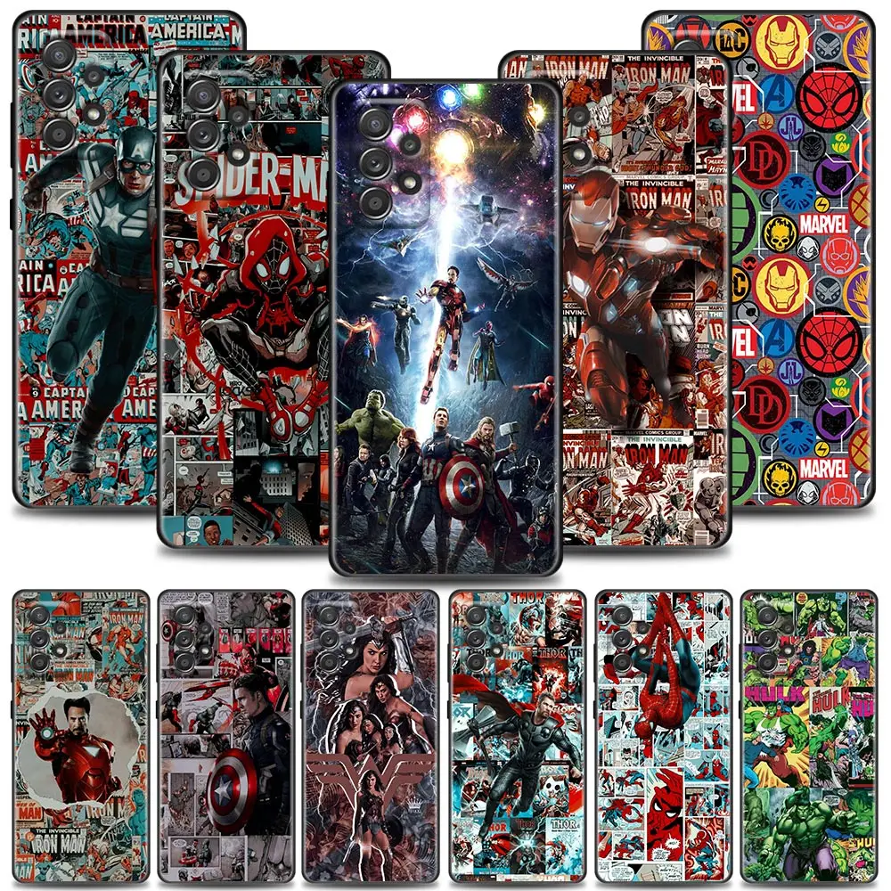 

Marvel Heros Iron Man Spider Man Comics Phone Case For Samsung Galaxy A72 A52 A32 A02s A12 A42 A71 A51 A31 A21 A11 A01 A03 Cover