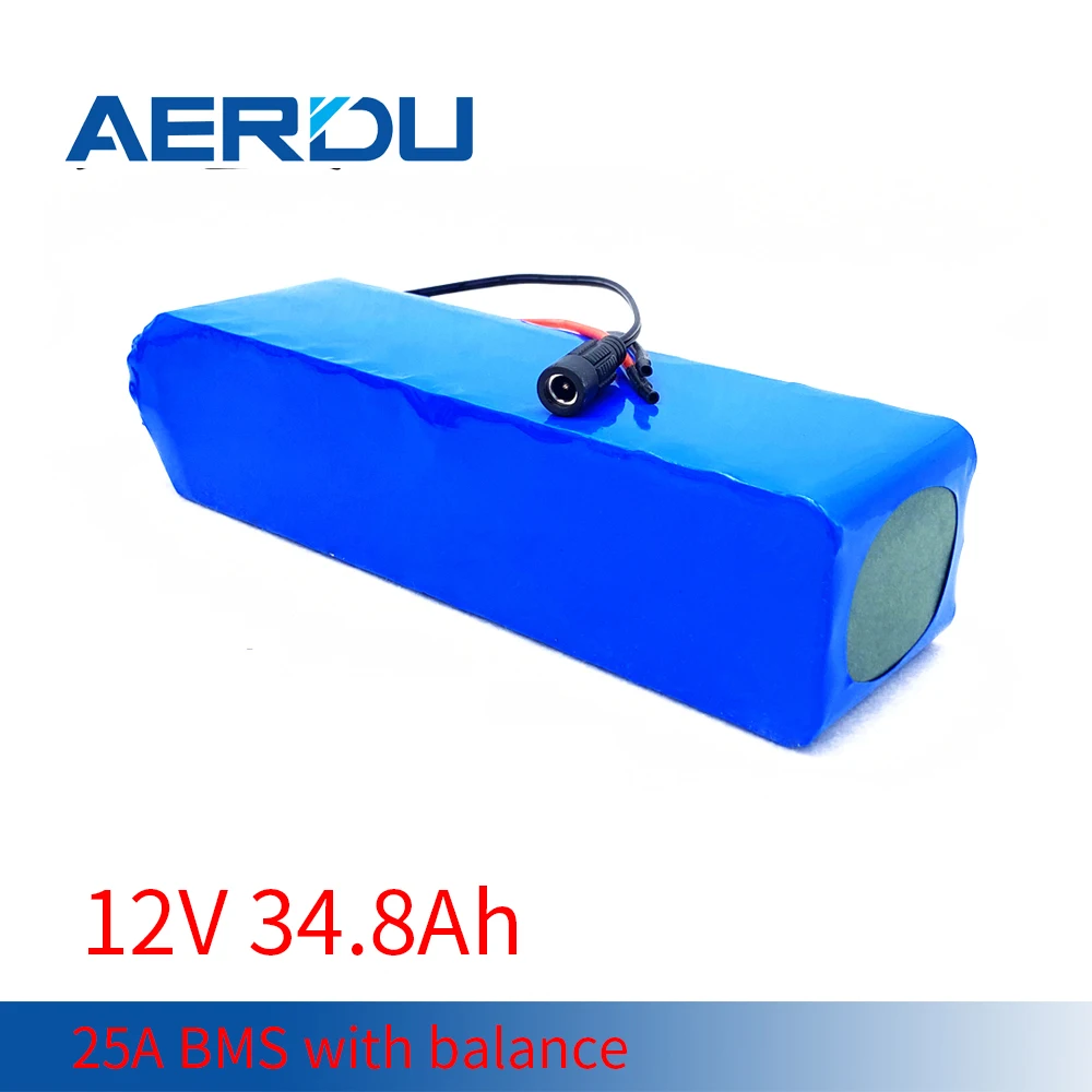 

AERDU 12V 3S12P 11.1V 34.8ah Lithium Battery Pack high capacity&power for Inverter Xenon Lamp Solar Street Light built-in bms