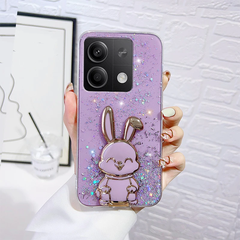 Роскошный милый мягкий чехол-подставка с кроликом для Xiaomi Redmi Note 13 13ProPlus 12 12C 12S 11S 10C
