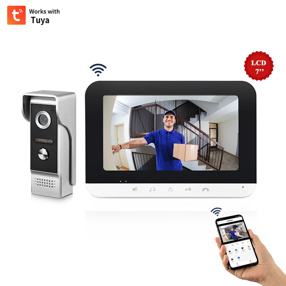 

Видеодомофон Tuya с сенсорным экраном 7 дюймов, Wi-Fi, 1080P
