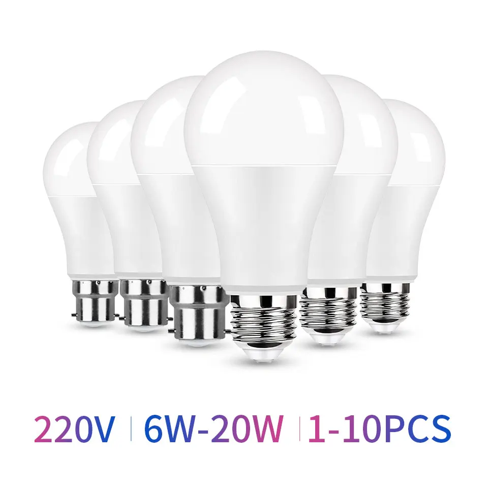 Светодиодная лампа E27 B22, 20 Вт, 18 Вт, 15 Вт, 12 Вт, 9 Вт, 6 Вт, 1 ...