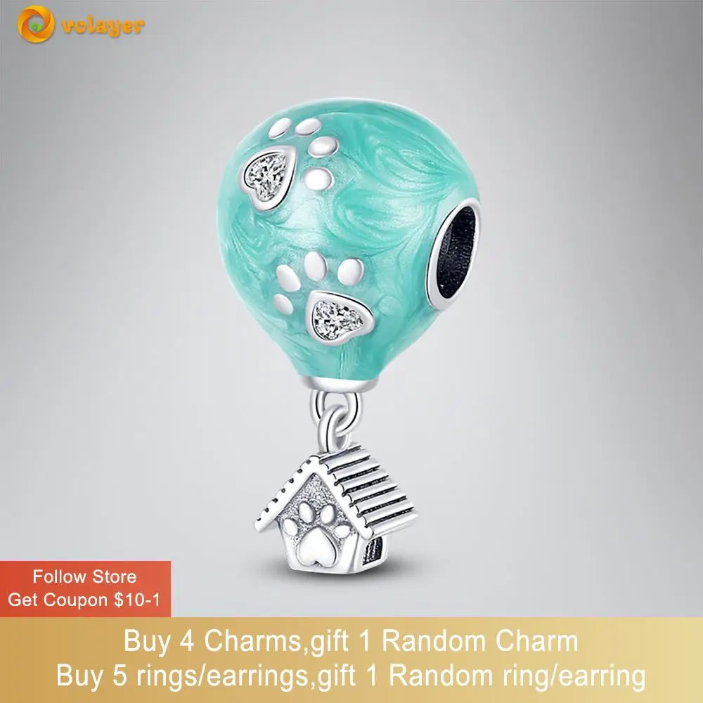 

Volayer 925 Sterling Silver Beads Claw House Hot Air Balloon Charm fit Original Pandora Bracelets for Women Jewelry Making Gift