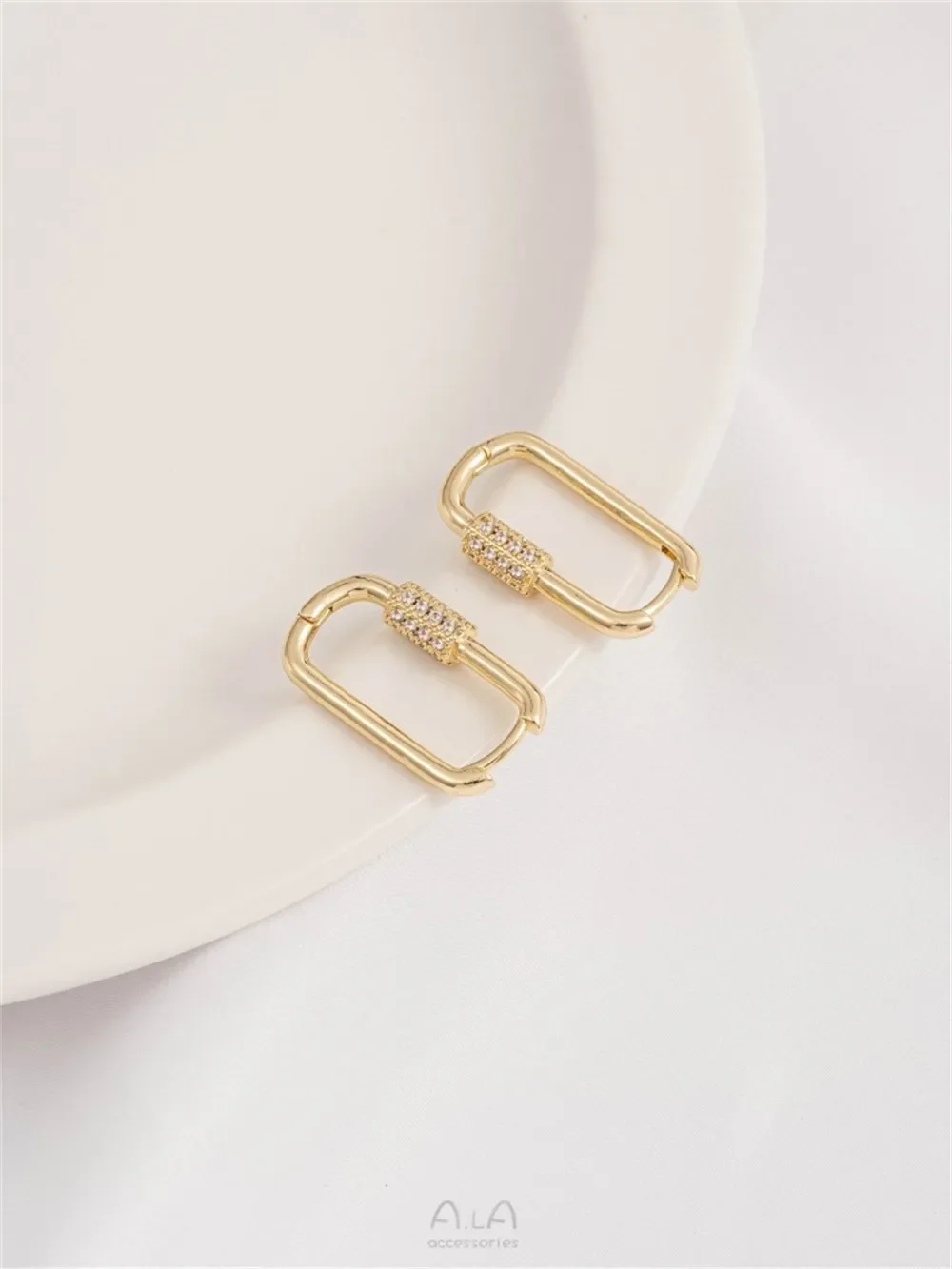 14-каратное золото микроинкрустированные цирконом U-образные серьги серебро 925