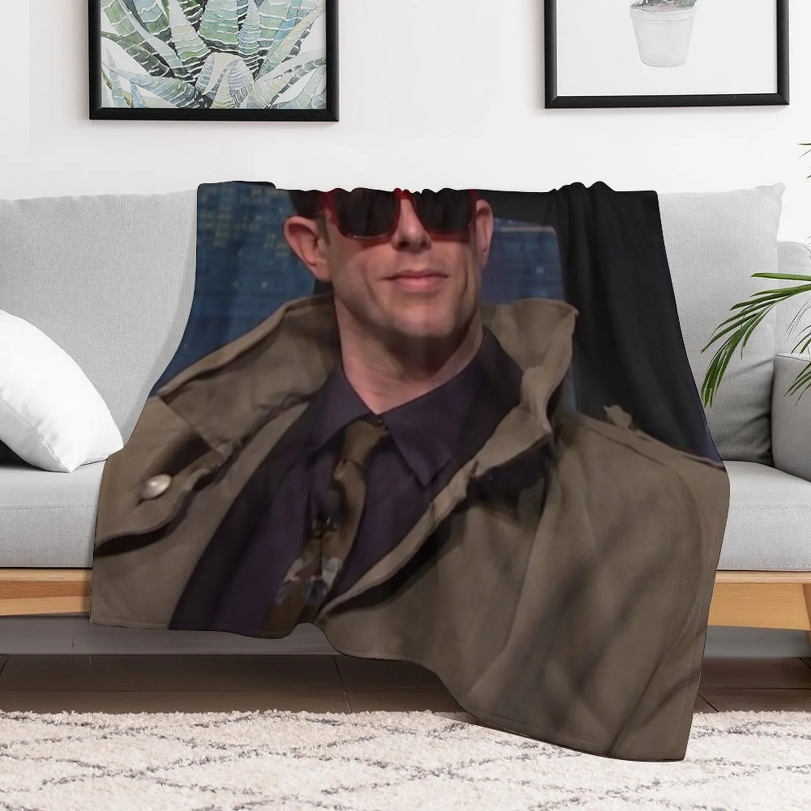 Джон Мулани в пальто на сесах Майерс Плед Лохматые туристические одеяла