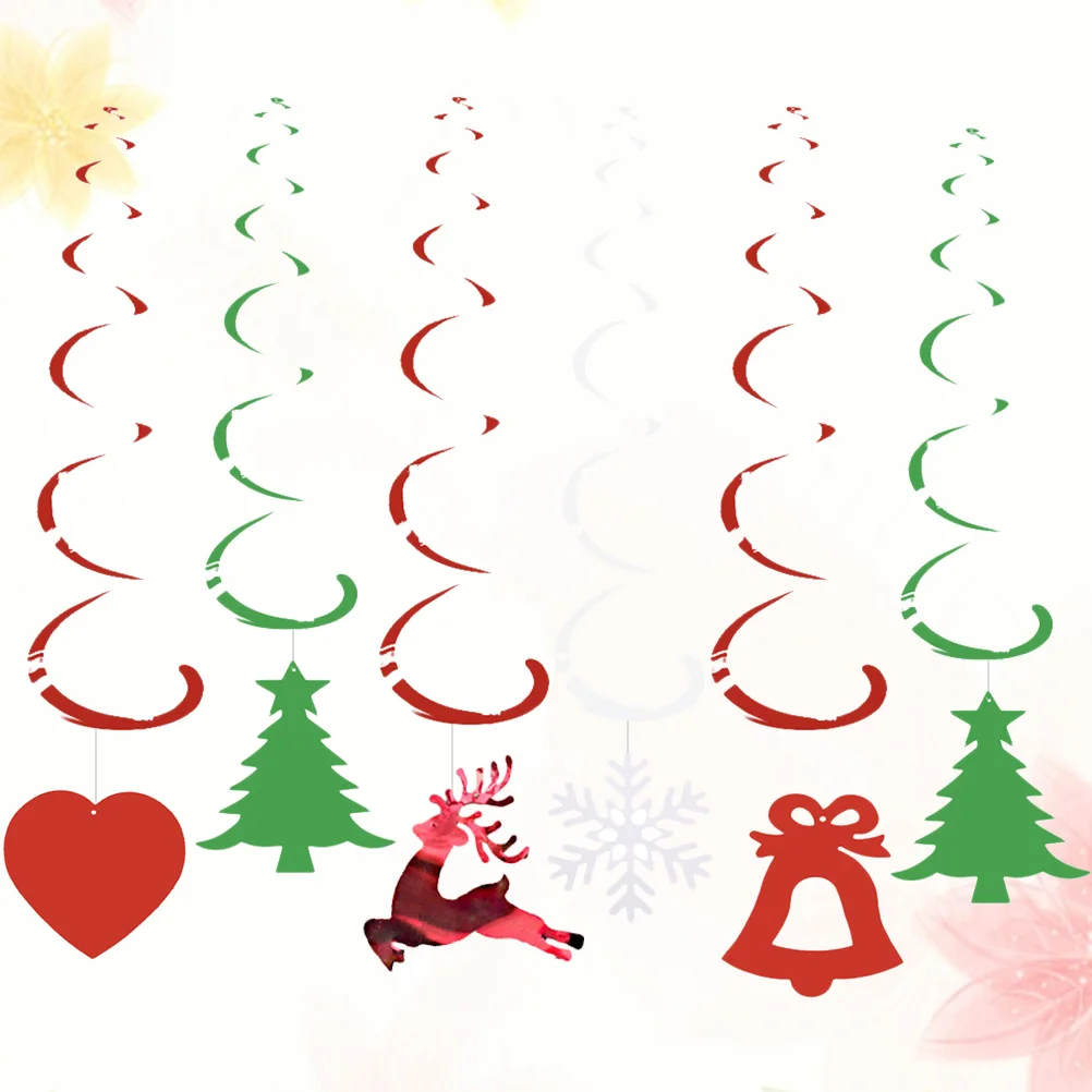 

12 Spiral Ornaments Sequined Hanging Christmas Tree Bell Swirl Decor for Wedding Birthday Christmas