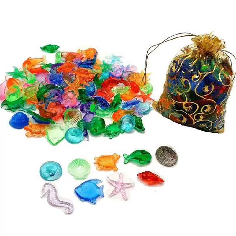 

Swimming Diving Gem Pool Toy 100Pcs Colorful Sea Animals Set Summer Dive Throw Toy Set Underwater Swimming Toy for Pool Use