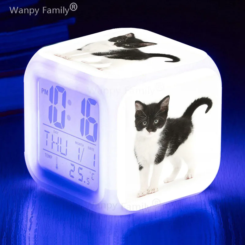 Kids Room 7color Changing Multifunction Small Night Light Desk Clock Gift For Child And Student