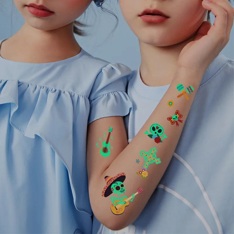 Светящиеся тату-наклейки с мексиканскими мертвецами привидение череп парад