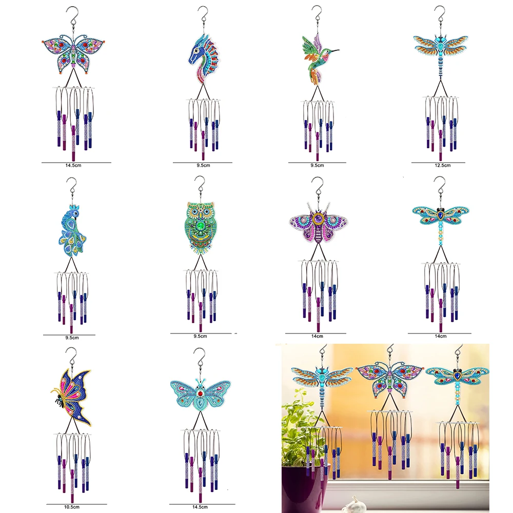 

5D DIY Diamond Painting Butterfly Hanging Wind Chimes Diamond Pendant Hanging Art Mosaic Diamond Embroidery Kit Home Decor