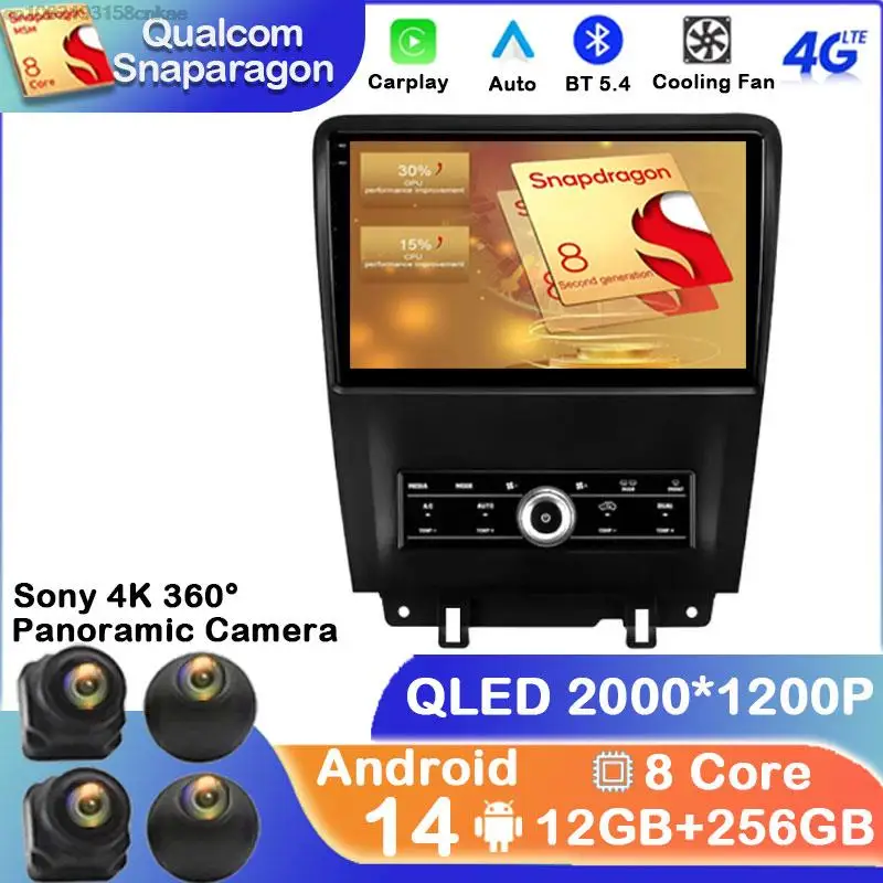 Автомобильный радиоприемник Android 14 для Ford Mustang 5 S-197 2009-2014 GPS Carplay Мультимедийный